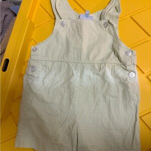 Little English Light Green Checkered Overalls